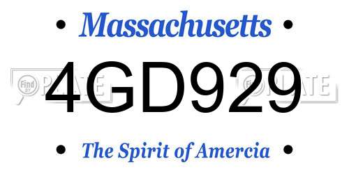 4GD929 Massachusetts License Plate