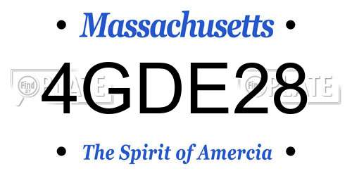4GDE28 Massachusetts License Plate