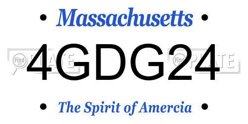 4GDG24 Massachusetts License Plate