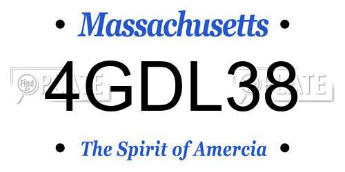 4GDL38 Massachusetts License Plate