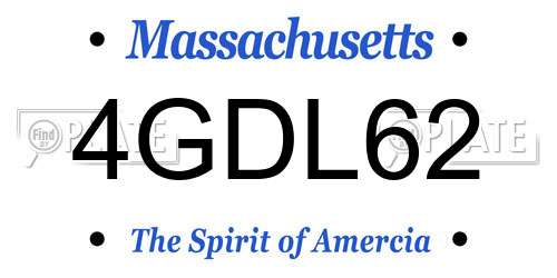 4GDL62 Massachusetts License Plate