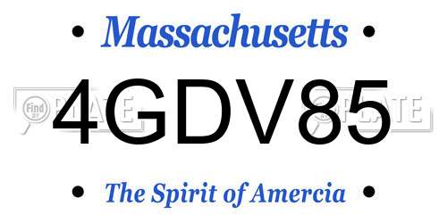 4GDV85 Massachusetts License Plate