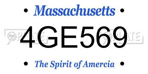 4GE569 Massachusetts License Plate