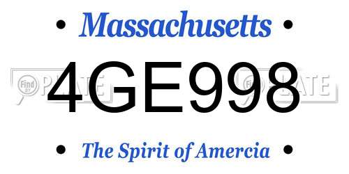 4GE998 Massachusetts License Plate