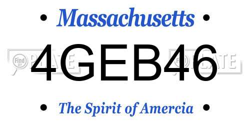 4GEB46 Massachusetts License Plate