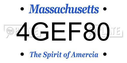 4GEF80 Massachusetts License Plate