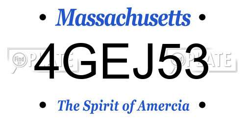 4GEJ53 Massachusetts License Plate