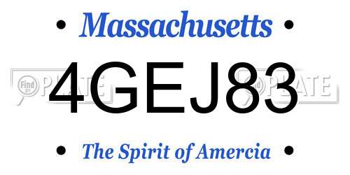 4GEJ83 Massachusetts License Plate