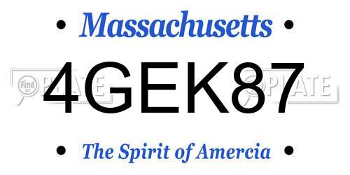 4GEK87 Massachusetts License Plate