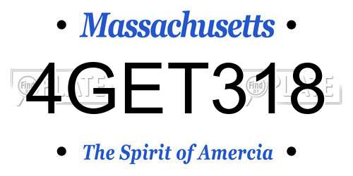 4GET318 Massachusetts License Plate