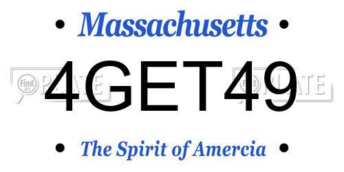 4GET49 Massachusetts License Plate