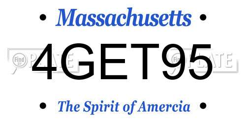 4GET95 Massachusetts License Plate