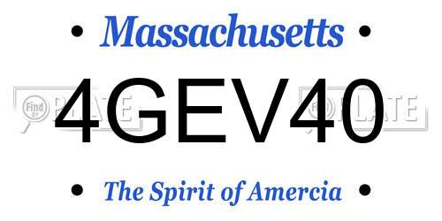 4GEV40 Massachusetts License Plate