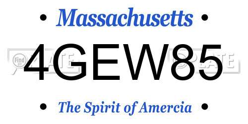 4GEW85 Massachusetts License Plate