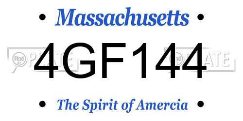 4GF144 Massachusetts License Plate