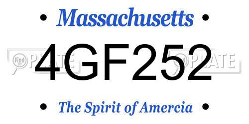 4GF252 Massachusetts License Plate