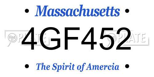 4GF452 Massachusetts License Plate