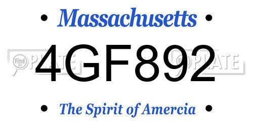 4GF892 Massachusetts License Plate