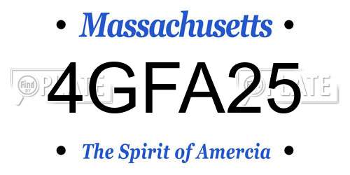4GFA25 Massachusetts License Plate