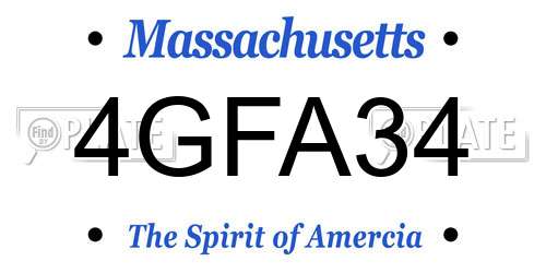 4GFA34 Massachusetts License Plate
