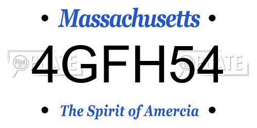 4GFH54 Massachusetts License Plate