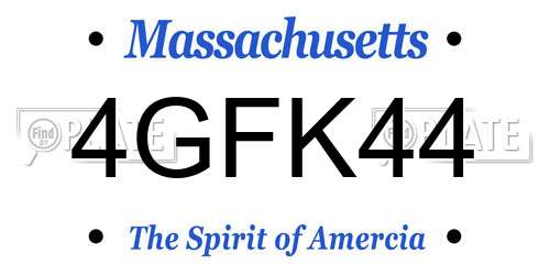 4GFK44 Massachusetts License Plate