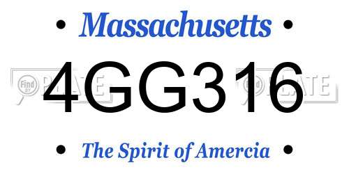 4GG316 Massachusetts License Plate