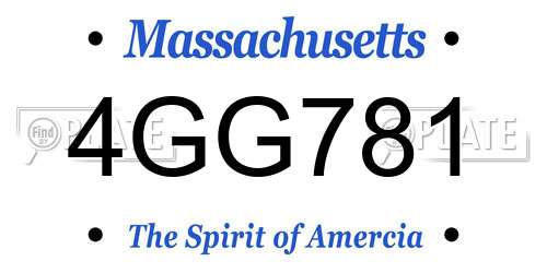 4GG781 Massachusetts License Plate