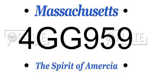 4GG959 Massachusetts License Plate