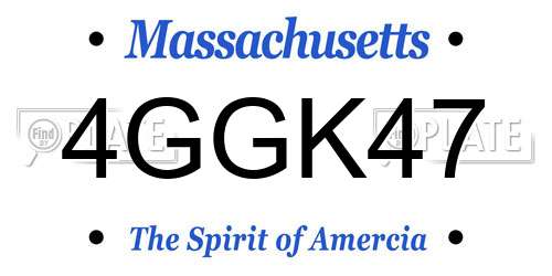 4GGK47 Massachusetts License Plate