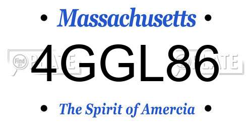 4GGL86 Massachusetts License Plate