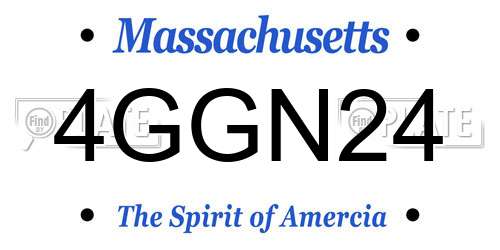 4GGN24 Massachusetts License Plate