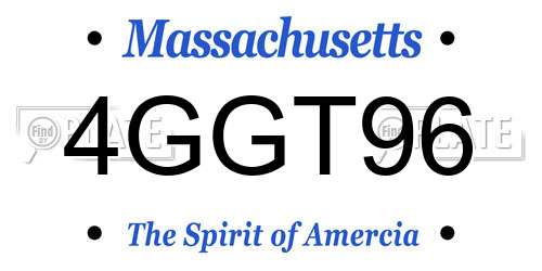 4GGT96 Massachusetts License Plate