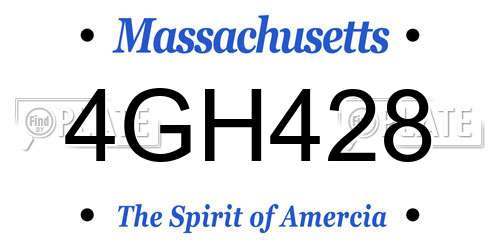 4GH428 Massachusetts License Plate