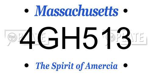 4GH513 Massachusetts License Plate
