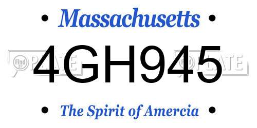 4GH945 Massachusetts License Plate
