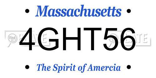 4GHT56 Massachusetts License Plate