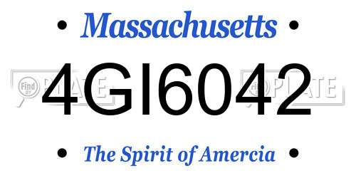 4GI6042 Massachusetts License Plate