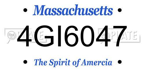 4GI6047 Massachusetts License Plate