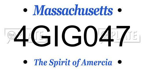 4GIG047 Massachusetts License Plate