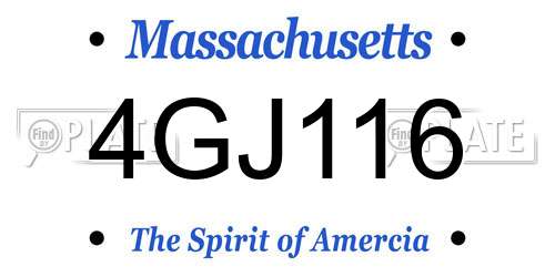 4GJ116 Massachusetts License Plate
