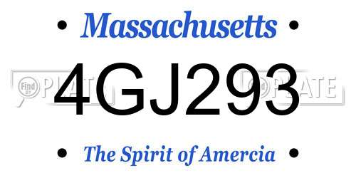4GJ293 Massachusetts License Plate
