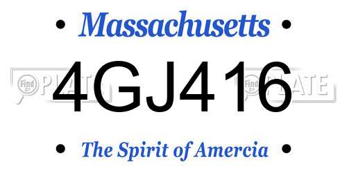 4GJ416 Massachusetts License Plate