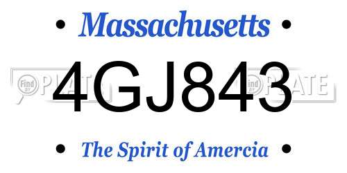4GJ843 Massachusetts License Plate