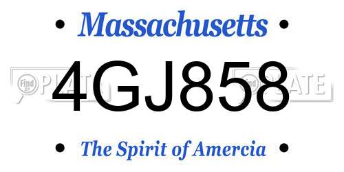 4GJ858 Massachusetts License Plate