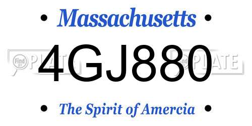 4GJ880 Massachusetts License Plate