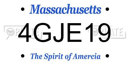 4GJE19 Massachusetts License Plate