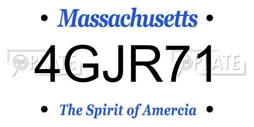 4GJR71 Massachusetts License Plate