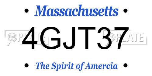 4GJT37 Massachusetts License Plate