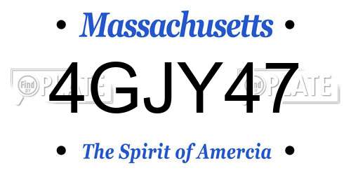4GJY47 Massachusetts License Plate